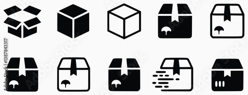Collection Of Box Icons Delivery And Package Symbols Open And Closed Boxes
