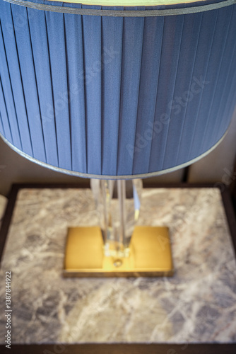 Luxurious ocean view or oceanview or outside balcony veranda cabin stateroom suite queen king double bed on luxury ocean liner cruiseship cruise ship in classic classy interior Art Deco style design