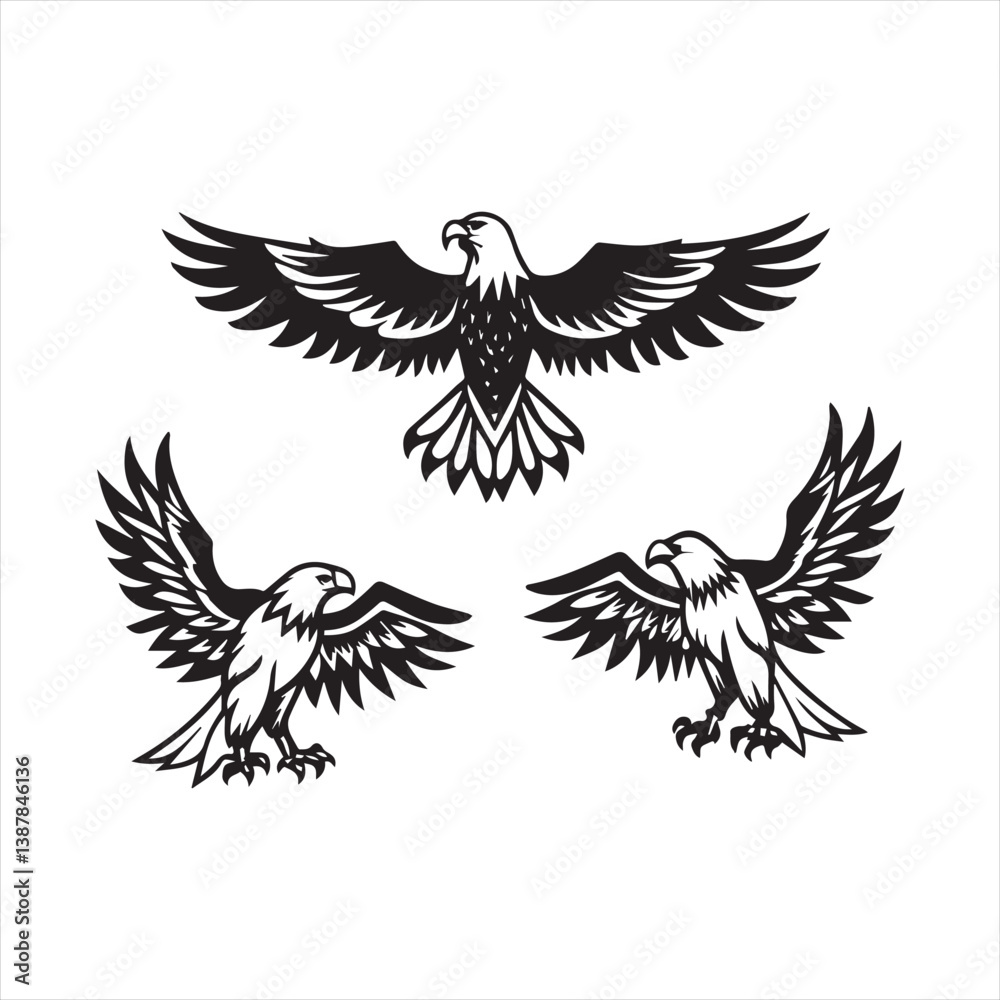 Obraz premium Eagles Silhouette Vector Set Free Vector