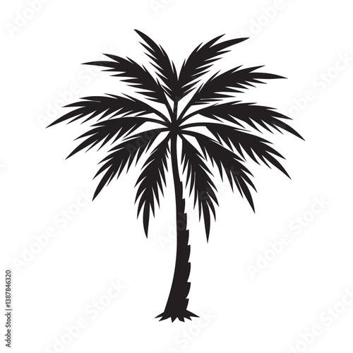 Tropical palm silhouette vector illustration of beach trees