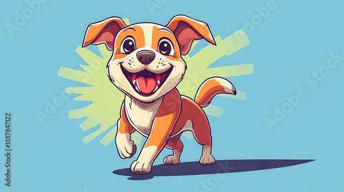 A cute cartoon dog with big eyes and a happy expression.