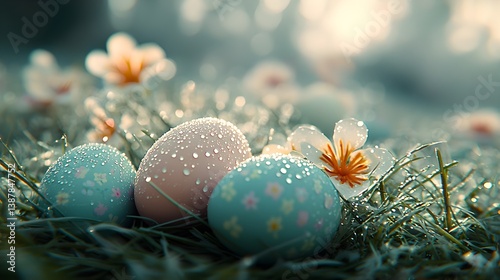 Easter Eggs Spring Flowers, Festive