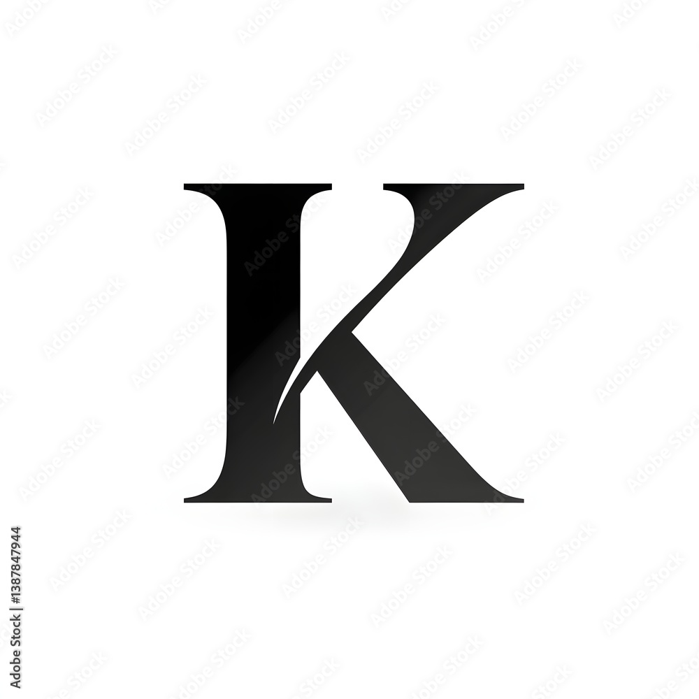 Minimal flat stylish k icon, black and white, AI generation Minimal flat stylish k icon, black and white, AI generation