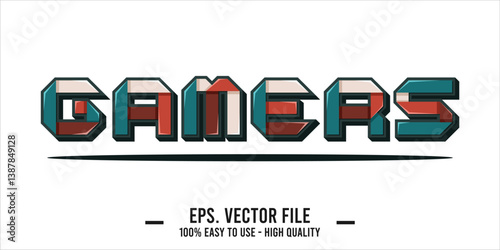typography GAMERS word art illustration, editable text effect