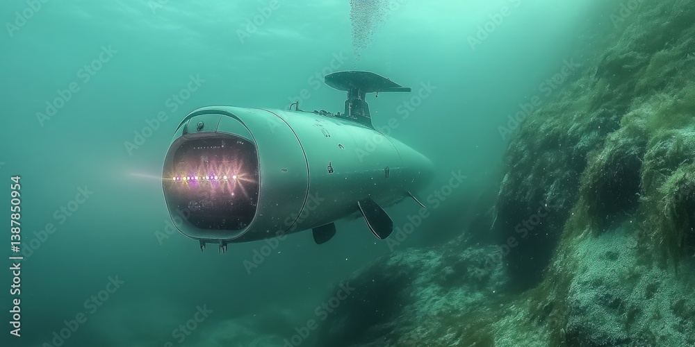 Fototapeta premium An uncrewed submarine. Generative AI