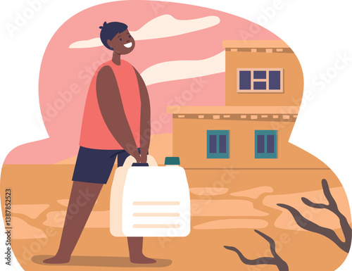 Happy child carrying water savings