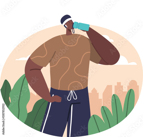 Sportsman drinking water vector illustration