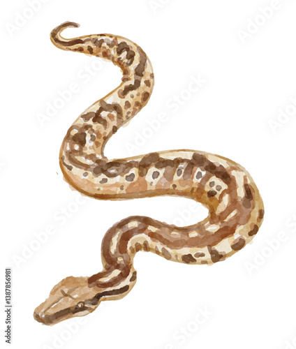 Watercolor python snake isolated