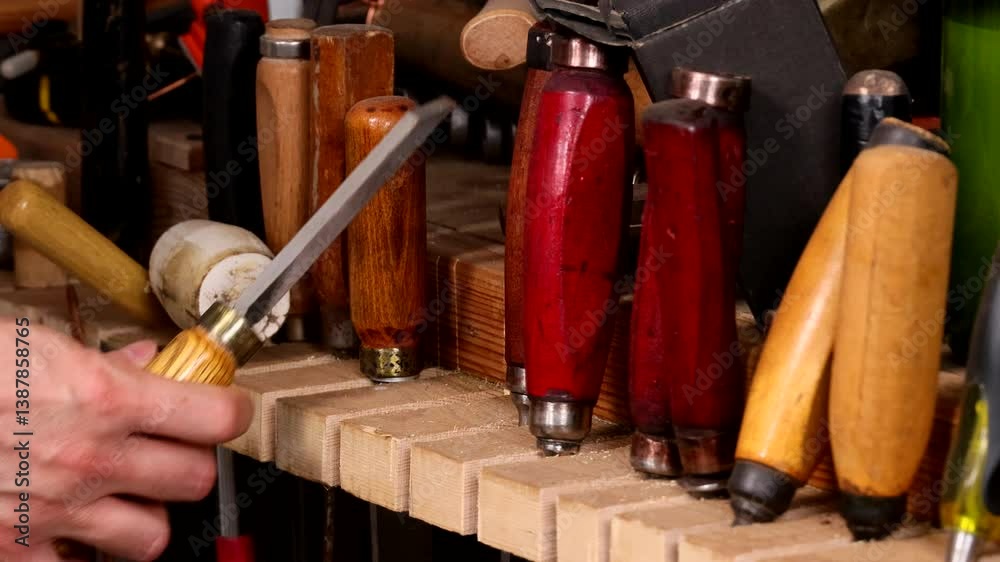 Craftsman Selects the Right-Sized Chisel for Woodworking
