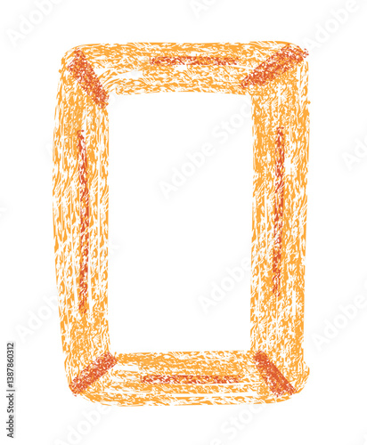 Rectangle frame in childlike style drawing with chalk pencil texture effect
