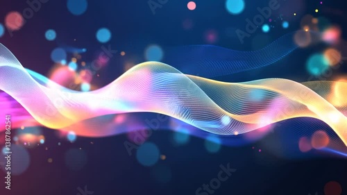 Abstract colorful particle wave background loop. Futuristic motion design