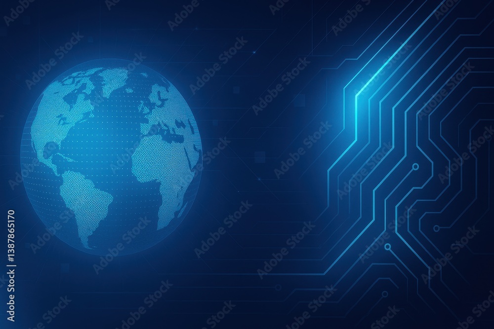 Naklejka premium Global Network Technology Digital World Connectivity Abstract Illustration