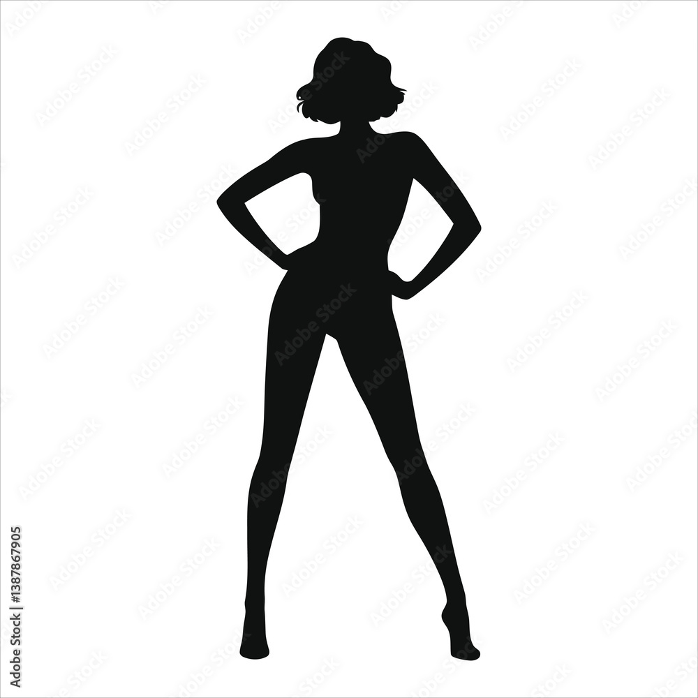 Stylish Silhouette of a Woman with Short Hair/A confident, poised female silhouette, perfect for fashion, beauty, or body positivity themes. Stylish Silhouette of a Woman with Short Hair/A confident, poised female silhouette, perfect for fashion, beauty, or body positivity themes.