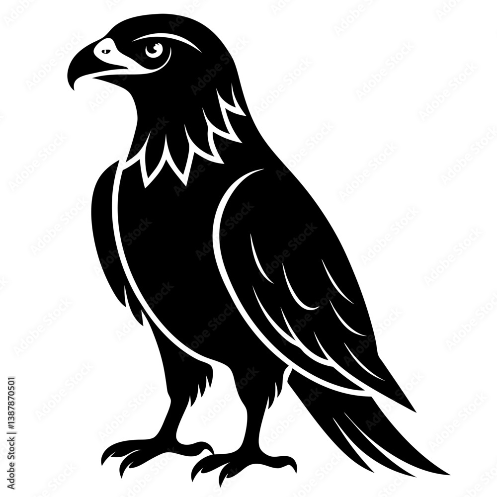 Fototapeta premium Hawk Bird Silhouette Vector & Predatory Bird Icon