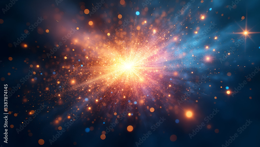 Fototapeta premium Vibrant Celestial Explosion of Twinkling Stars and Cosmic Light