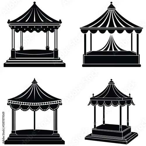 Showpiece Stand Vector Shilhouette Bundle Set Collection