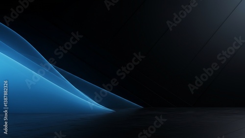 Abstract Blue and Black Diagonal Light Pattern on Metallic Texture Background