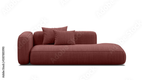 Modern sofa on isolated background. Furniture for the interior collages and presentations. Front view.