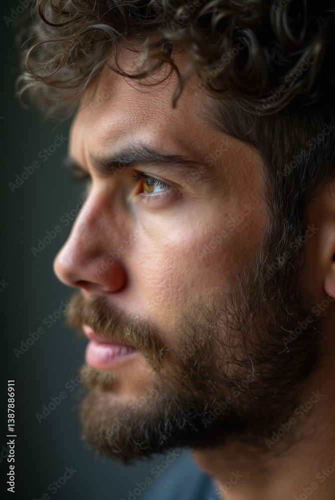 Obraz premium Close-up of man’s stubbled face highlighting skin texture and short coarse hairs