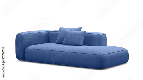 Modern sofa on isolated background. Furniture for the interior collages and presentations. Side view.