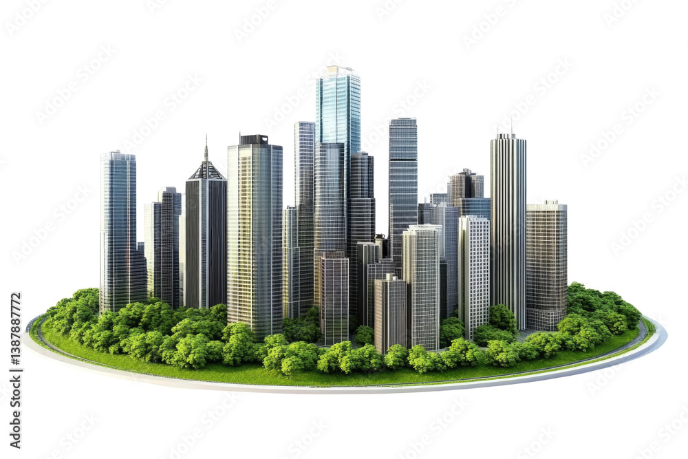 Fototapeta premium Green City Isolate on transparent background