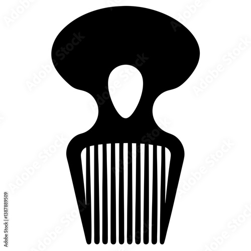Silhouette of an afro pick comb for hair styling.