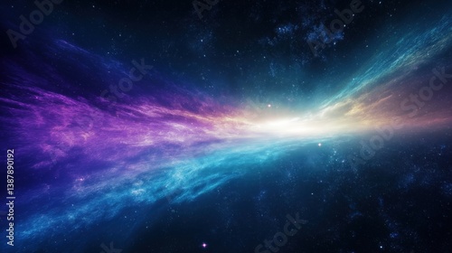 Vibrant burst of nebula light stretching across a galactic scene. Perfect for astronomy, fantasy, and cosmic energy themes.