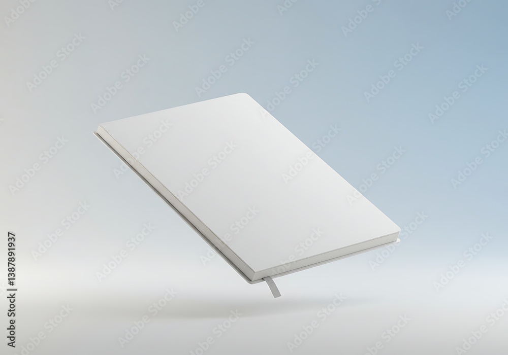 Floating Blank White Book with Minimalist Design on Clean Background
