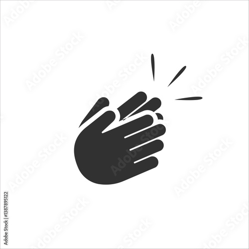 Silhouette of Clapping Hands Applauding Isolated on White Background