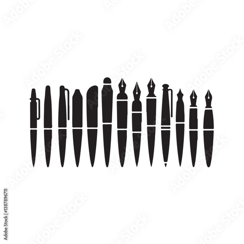  Line-up of Writing Tools: Fountain, Ballpoint, and Other Pens