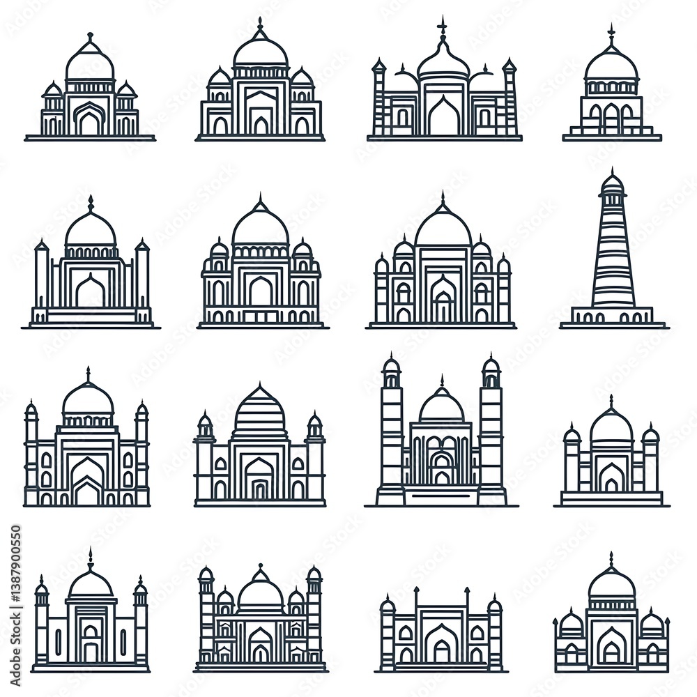 Fototapeta premium Monumental architecture sketches collection set high resolution images