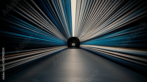 Futuristic Tunnel with Lines Representing Artificial Intelligence Concept