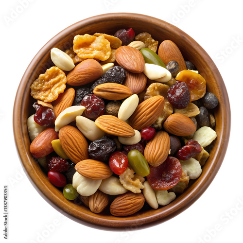 Healthy Trail Mix: Nuts, Seeds, & Dried Fruit isolated on transparent background