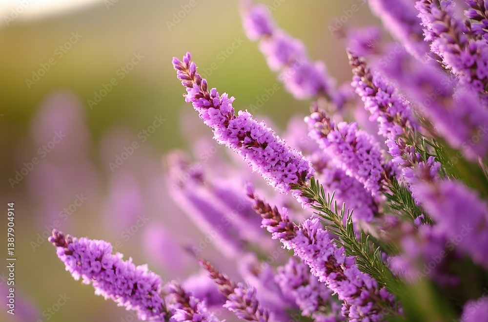 Fototapeta premium Close-up of lavender blossoms in a serene natural landscape