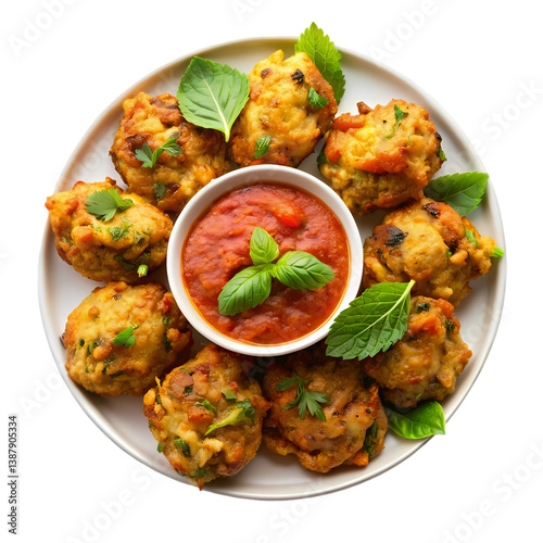 Crispy Vegetable Pakoras Recipe: Easy Indian Snack isolated on transparent background