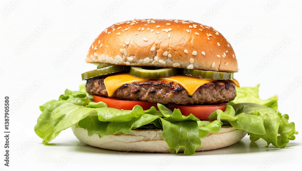 Grilled Hamburger on a Lettuce Leaf Isolated for a Healthy Twist Grilled Hamburger on a Lettuce Leaf Isolated for a Healthy Twist