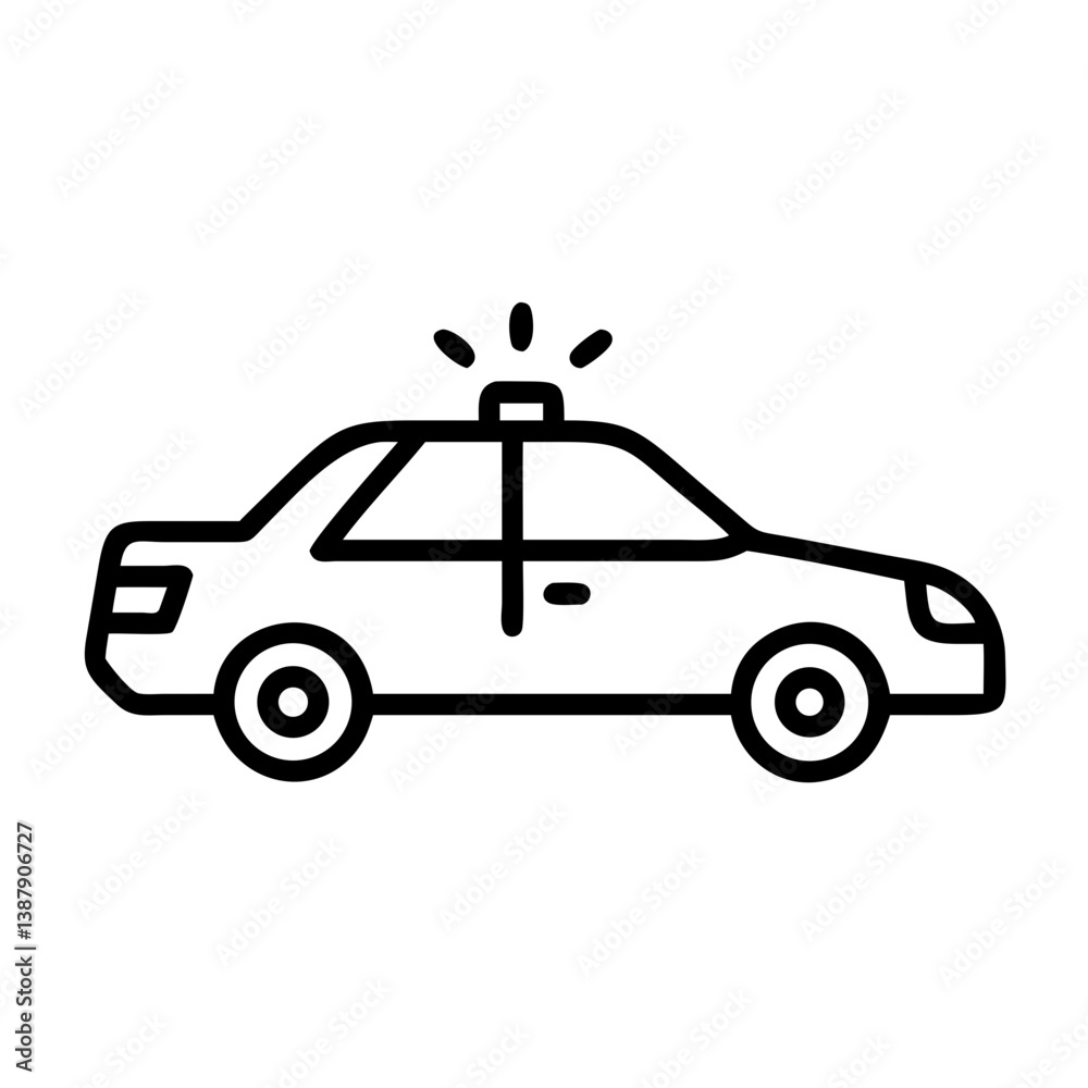 Obraz premium Police Car Icon for Law Enforcement and Security Themes