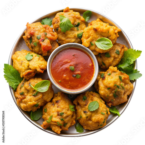 Crispy Vegetable Pakoras Recipe | Indian Snack isolated on transparent background