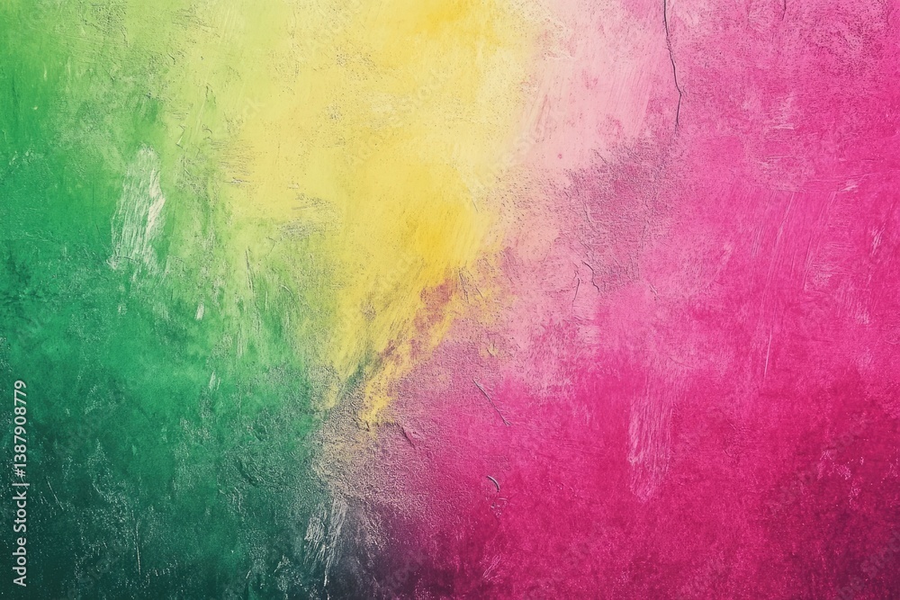 Obraz premium A textured background with a blend of green yellow and pink colors in an abstract style painting