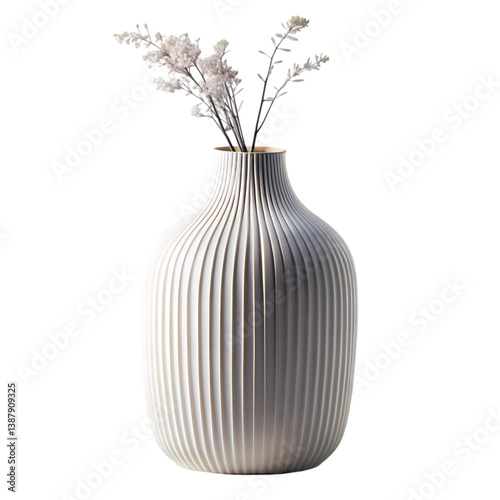 Elegant White Ceramic Vase: Modern Home Decor isolated on transparent background