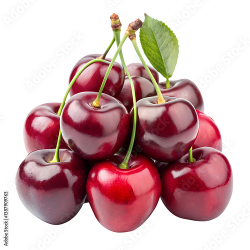 Sweet Cherries: Juicy, Red & Delicious! isolated on transparent background