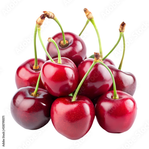Fresh Red Cherries: Juicy & Sweet isolated on transparent background