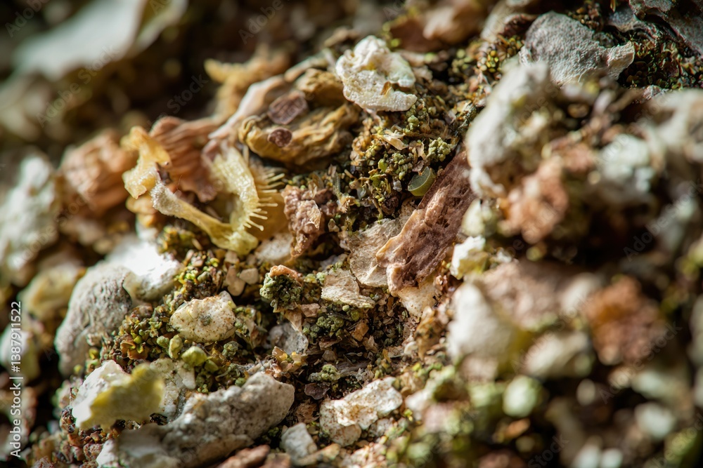 Extreme close-up of a textured, earthy mixture, possibly soil or a spice blend, showing diverse components and colors. Extreme close-up of a textured, earthy mixture, possibly soil or a spice blend, showing diverse components and colors.