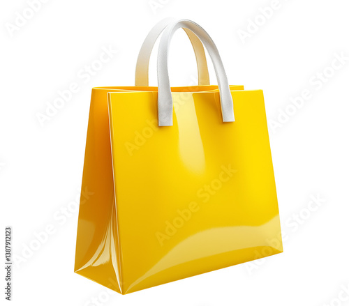 Yellow Shopping Bag, Isolated on Transparent Background