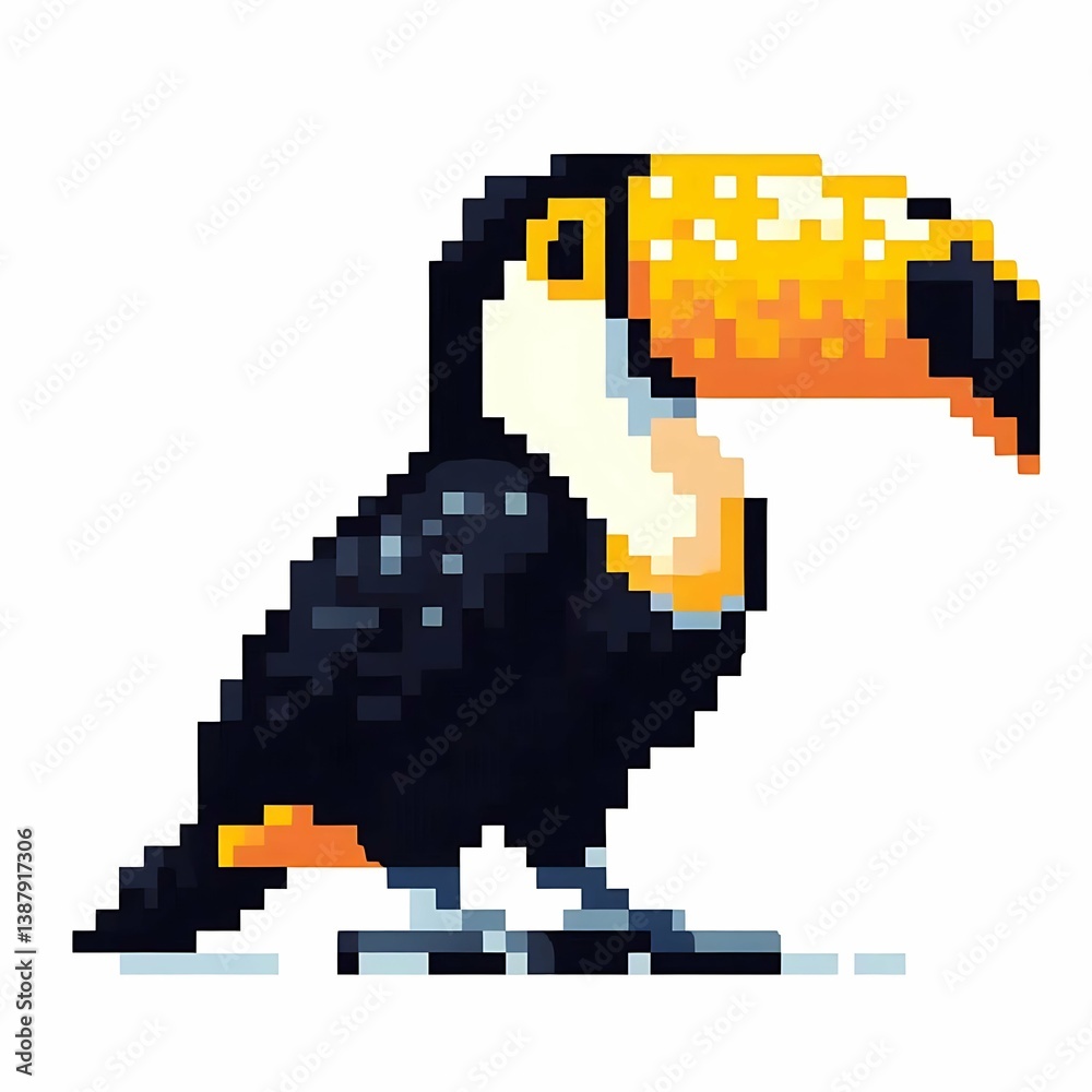Obraz premium Pixel Art Toucan Illustration for Digital Projects suitable for creative presentation