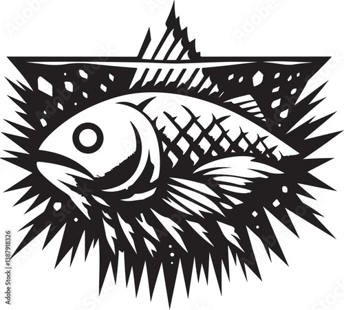 Ice fish logo vector