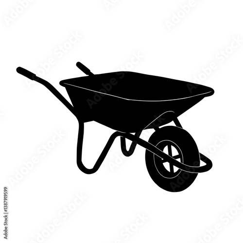 Wheelbarrow Silhouette Vector Illustration