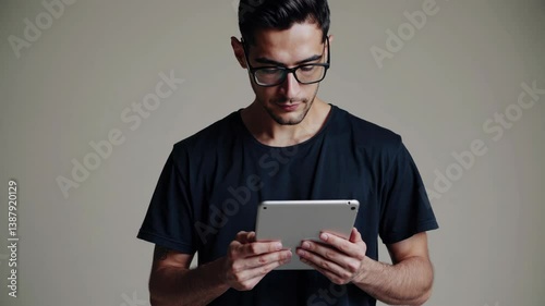 The Man with Tablet Device.