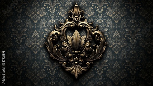 Gold Fleurdelis Damask Design.