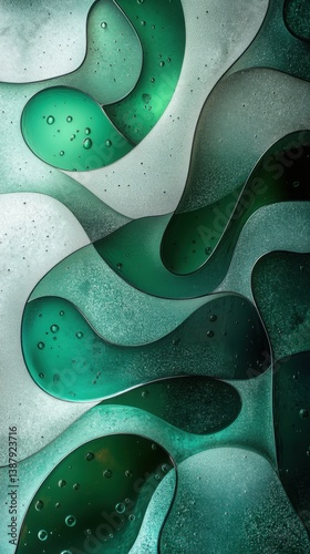 Abstract Green Liquid Texture Background: Modern Digital Art with Organic Shapes & Translucent Waves for Vibrant Visuals
